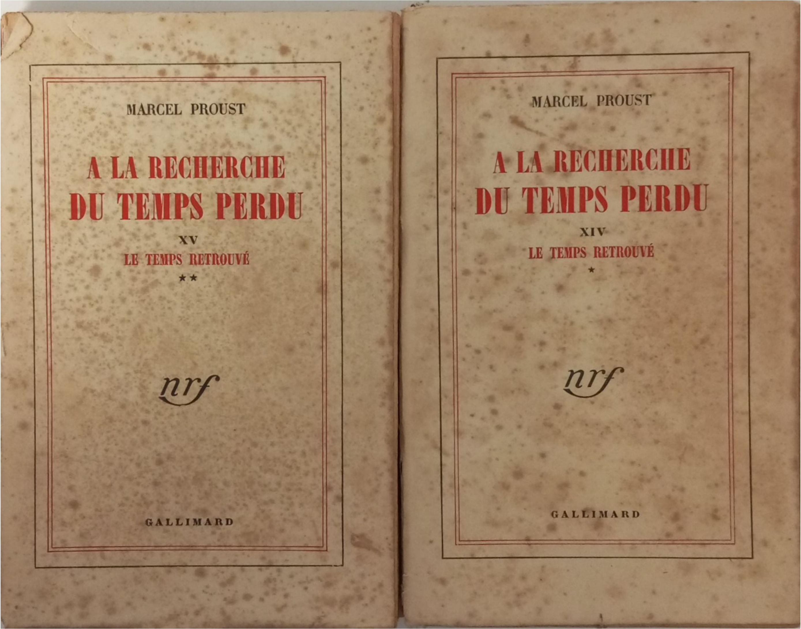 A la recherche du temps perdu, le temps retrouvé, tomes 1 et 2 ( XV, XIV)