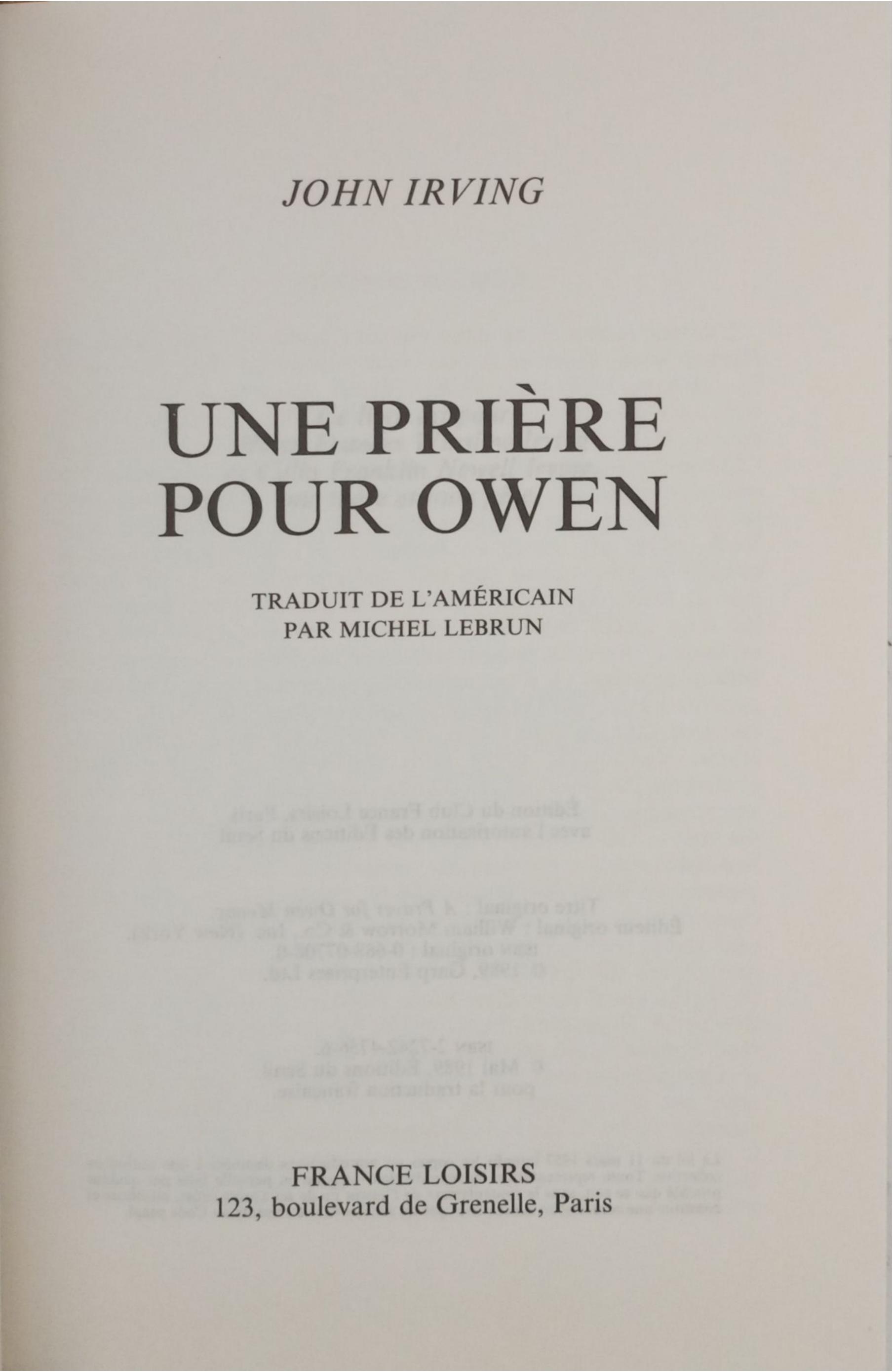 une prière pour Owen