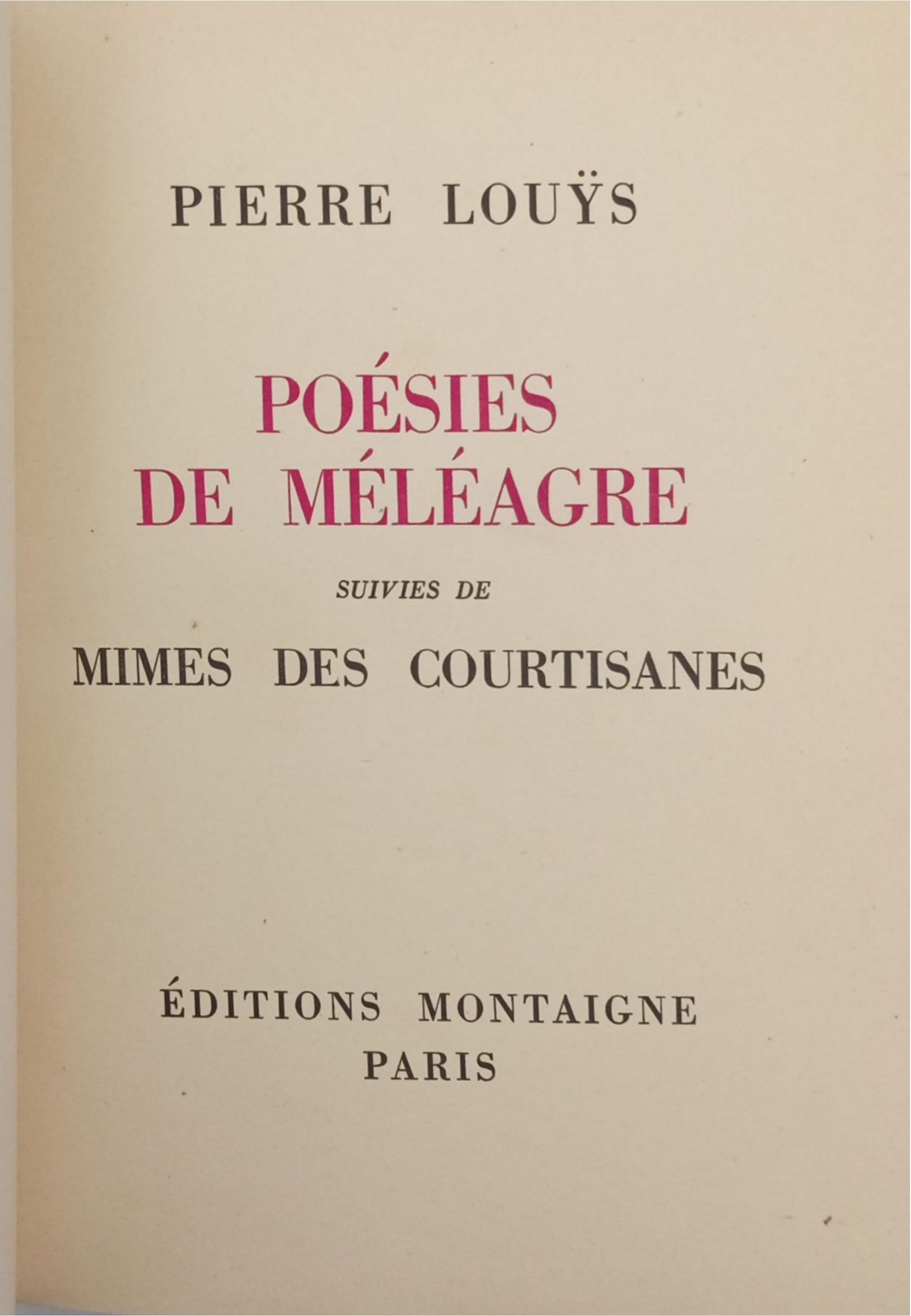 poésies de Méléagre